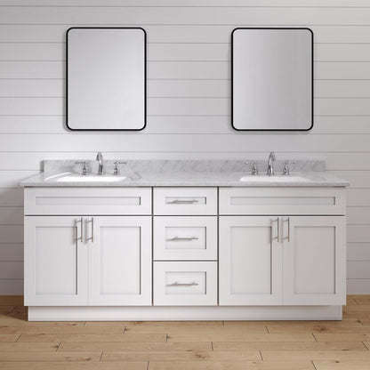 72 Inch Bathroom Vanity, Double Sink Vanity, White Shaker Cabinet, Solid Wood Bathroom Furniture, Drawers Vanity, Bathroom Storage, Utility