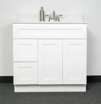 36"Bathroom Vanity, White Shaker Vanity, Double Door Cabinet, Single Sink Base Vanity - 36"/42" W x 34.5"H x 21"D