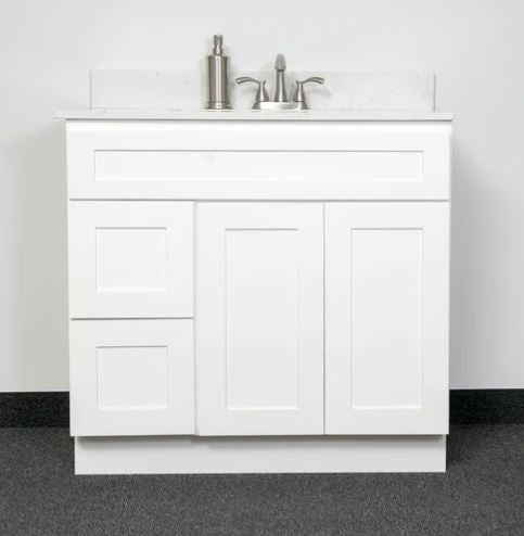 42"Bathroom Vanity, White Shaker Vanity, Double Door Cabinet, Single Sink Base Vanity - 42" W x 34.5"H x 21"D