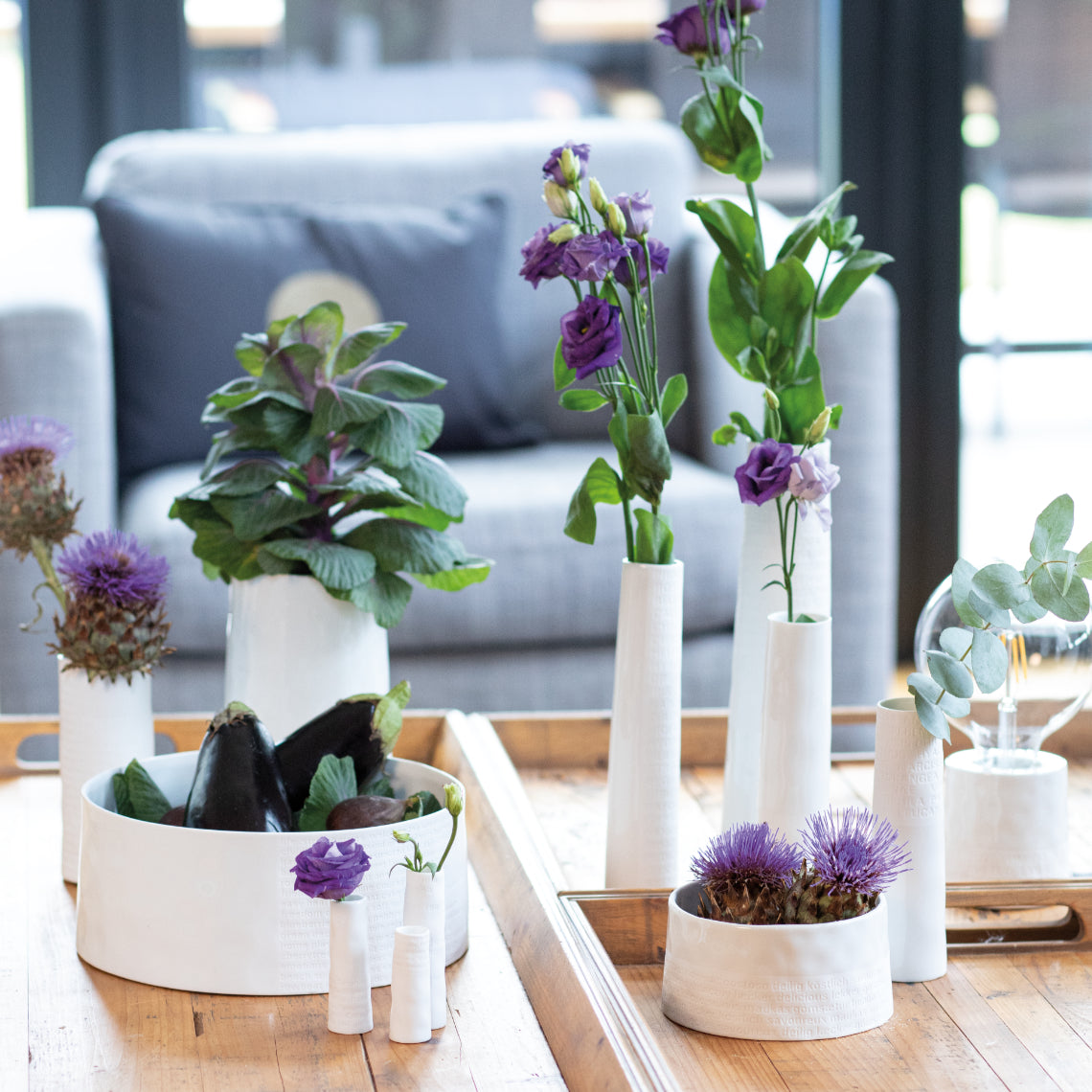 A Poetic Space White Porcelain Flower Vase with Embossed Flower Names Decoration product image