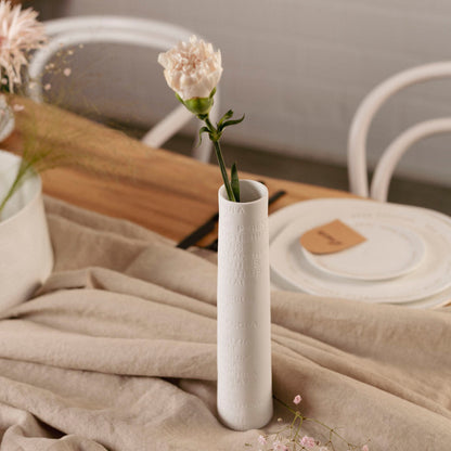 A Poetic Space White Porcelain Flower Vase with Embossed Flower Names Decoration product image