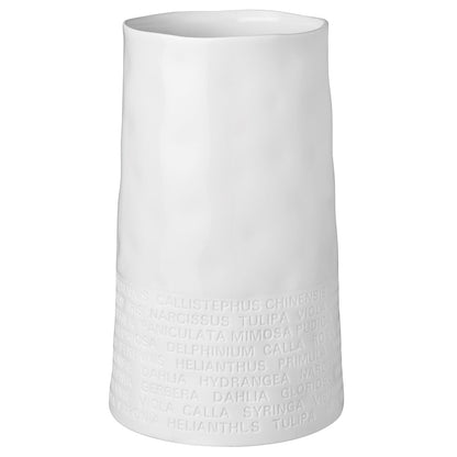 A Poetic Space White Porcelain Flower Vase with Embossed Flower Names Decoration product image