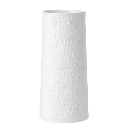A Poetic Space White Porcelain Flower Vase with Embossed Flower Names Decoration product image