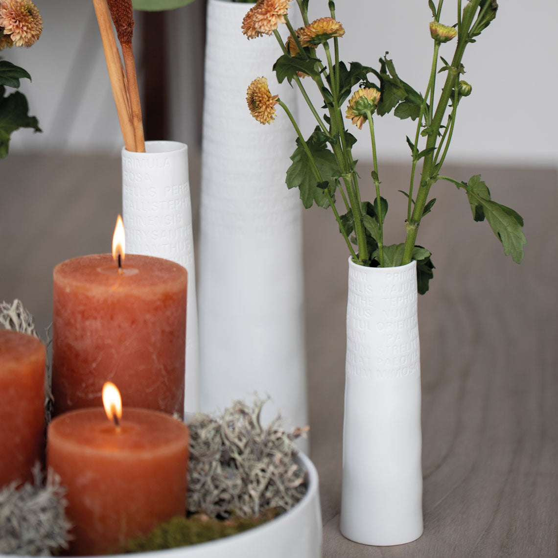 A Poetic Space White Porcelain Flower Vase with Embossed Flower Names Decoration product image