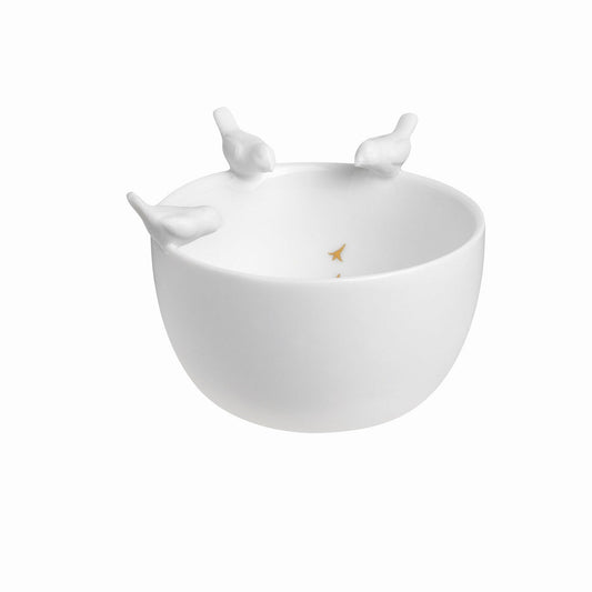 Porcelain Stories Decorative Bird Bowl – Handcrafted with Gold Accents