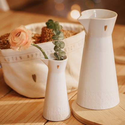 Bonjour porcelain pitchers with gold heart – lifestyle view