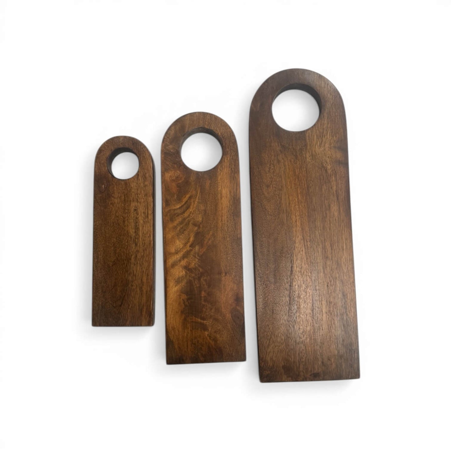 Walnut Finish Mango Wood Charcuterie Board Set of 3 - Image 1