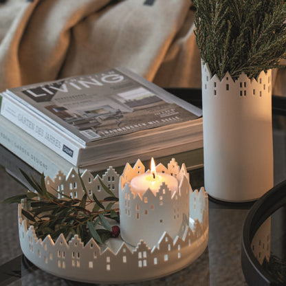 City Light Porcelain Cityscape Vase - Modern Ceramic Tealight for Urban Home Décor product image