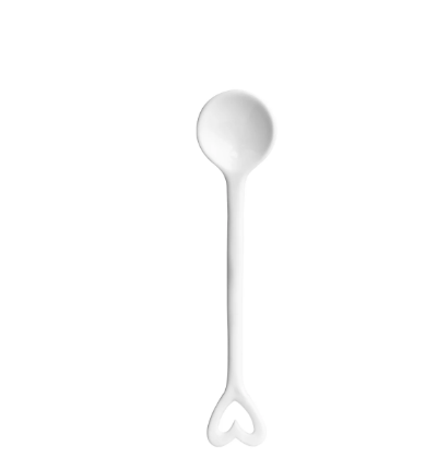 White Porcelain Decorative Spoon with Heart Handle