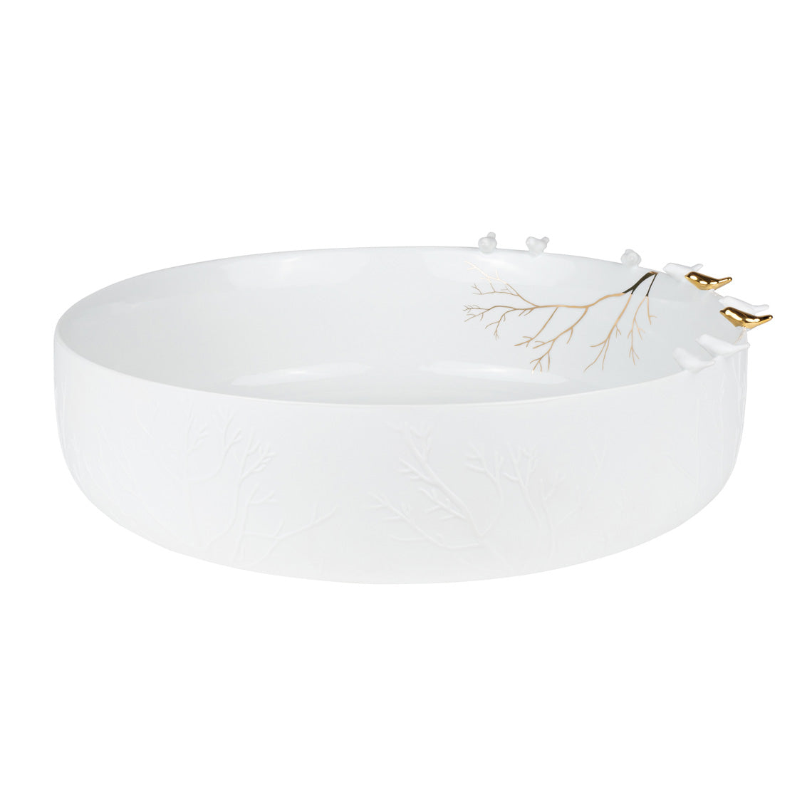 Porcelain Stories Decorative Flock of Birds Bowl – Gold Accents