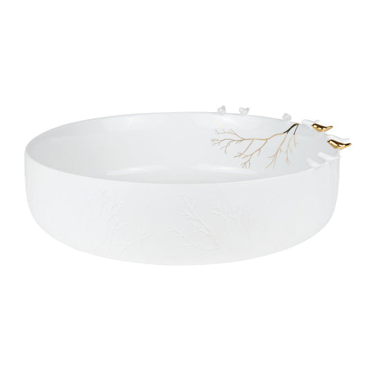 Porcelain Stories Decorative Flock of Birds Bowl – Gold Accents