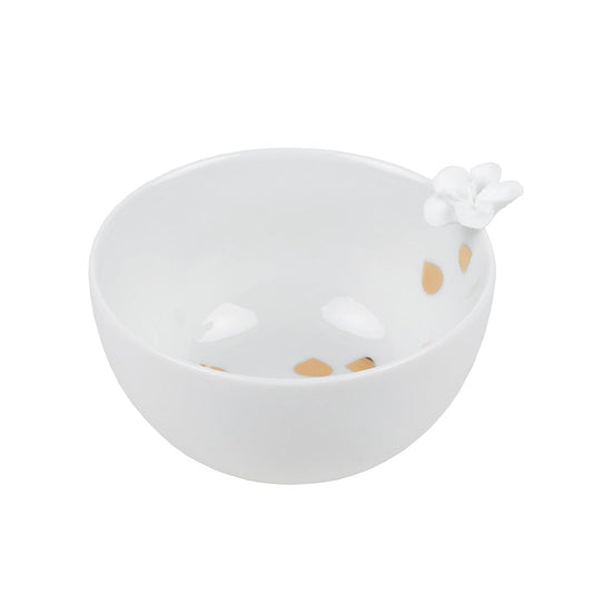 Porcelain Stories Decorative Flower Bowl – Gold Accents