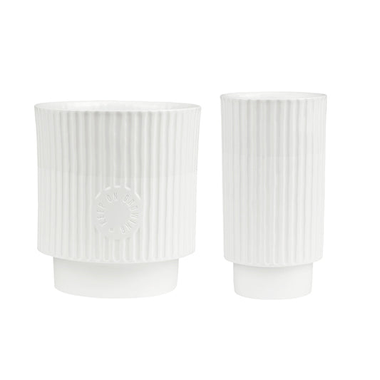 Friends of the Family Porcelain Flower Pot and Vase Set - White Minimalist Design