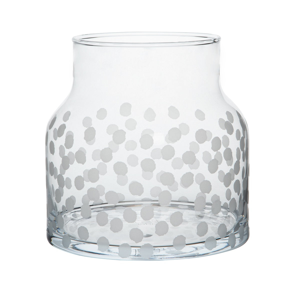 Glass Vase with White Dot Decoration - Storage or Flower Vase 7.1"