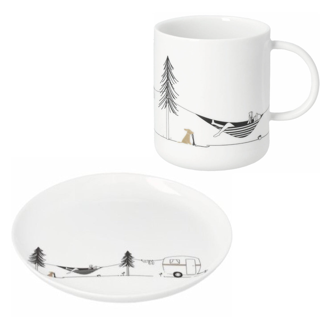 Hobby porcelain plate and mug set