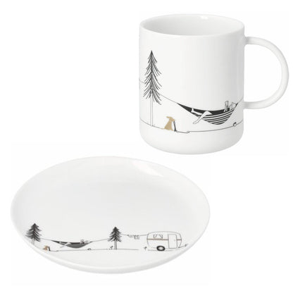 Hobby porcelain plate and mug set