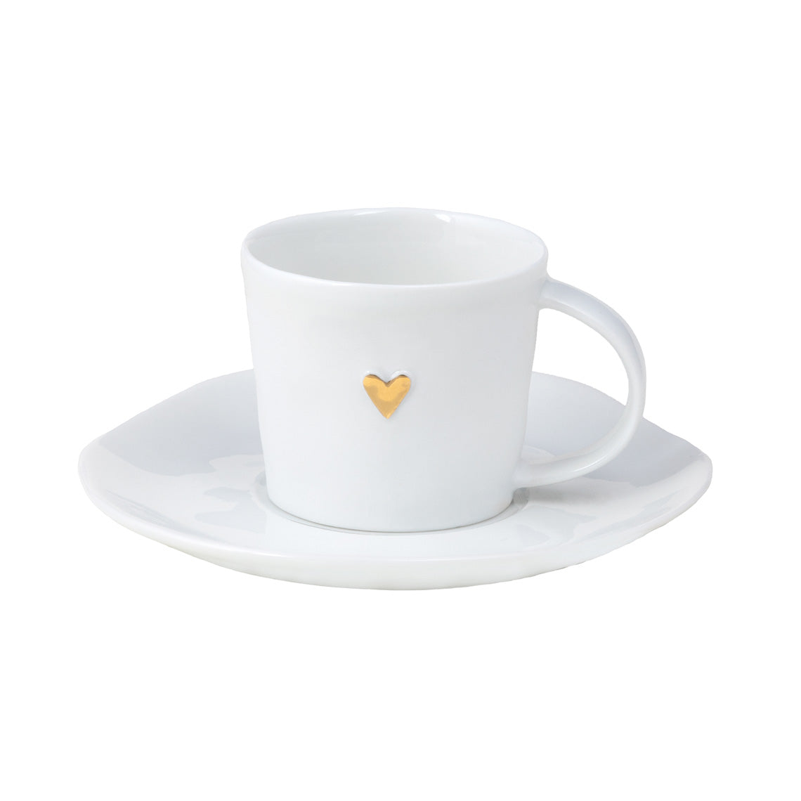 Love Heart Porcelain Espresso Cup with Saucer Set