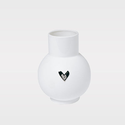 Love Heart Porcelain Globe  Vase – Modern Vase with Gold or Silver Heart Accents