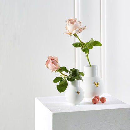 Love Heart Porcelain Globe  Vase – Modern Vase with Gold or Silver Heart Accents product image