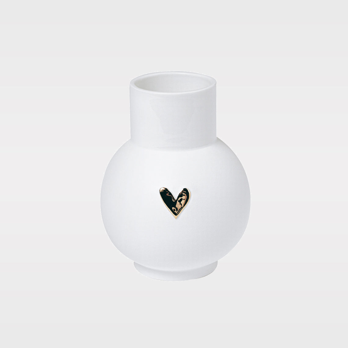 Love Heart Porcelain Globe  Vase – Modern Vase with Gold or Silver Heart Accents product image