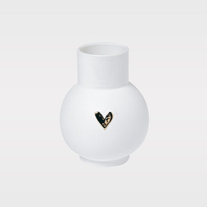 Love Heart Porcelain Globe  Vase – Modern Vase with Gold or Silver Heart Accents product image