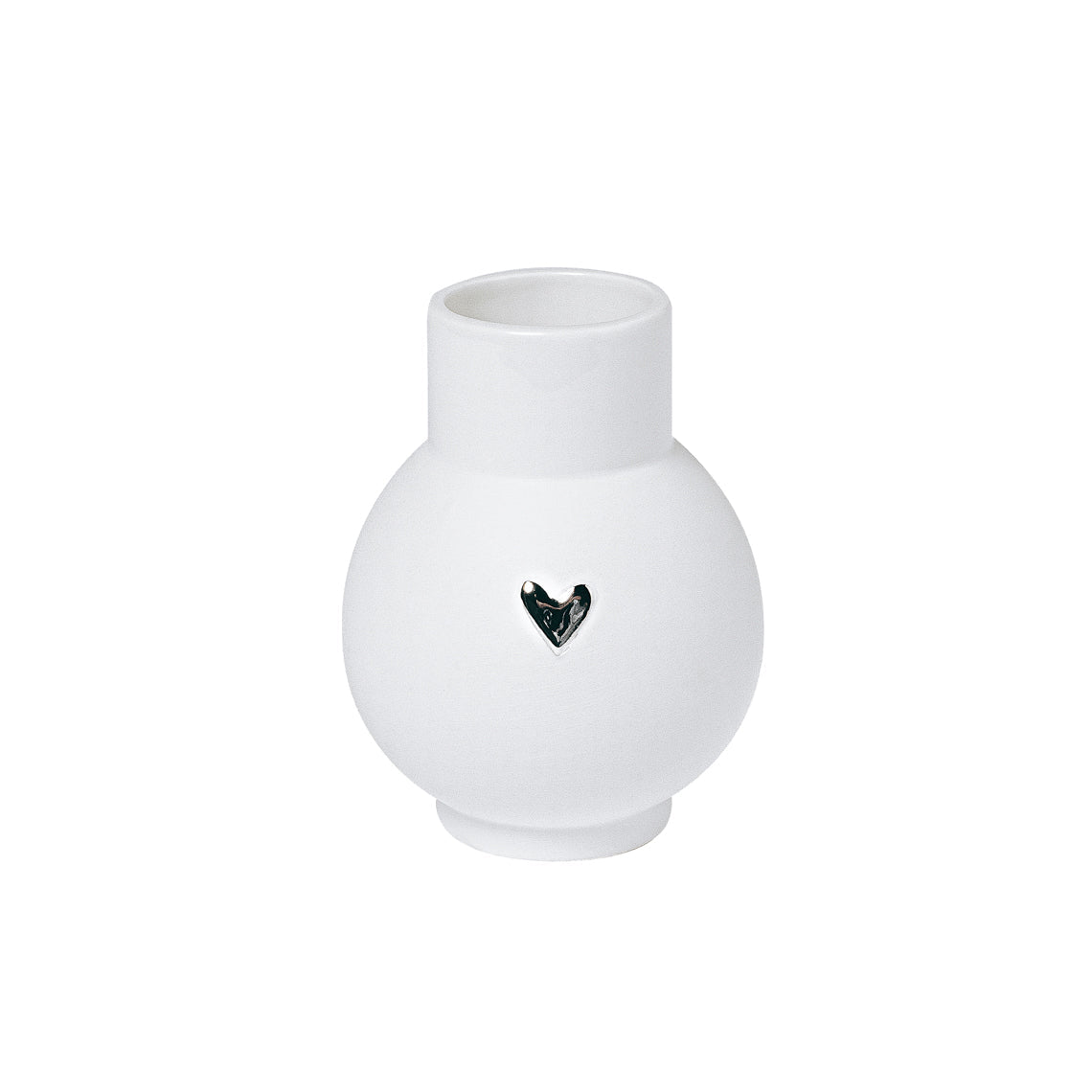 Love Heart Porcelain Mini Globe Vase – Modern Vase with Gold or Silver Heart Accents