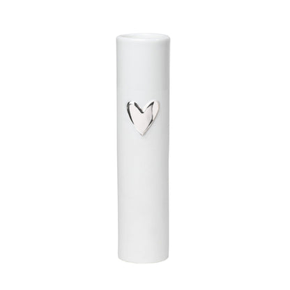 Love Heart Porcelain Vase – Modern Vase with Gold or Silver Heart Accents