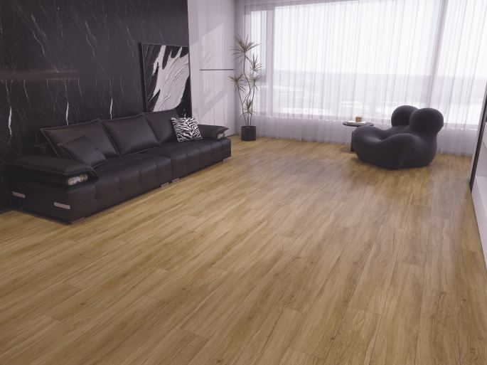 Mocha Oak SPC flooring room view