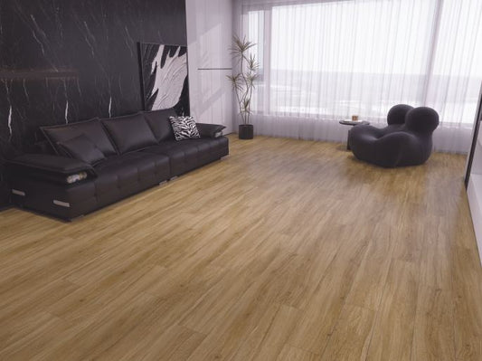 Mocha Oak SPC flooring room view