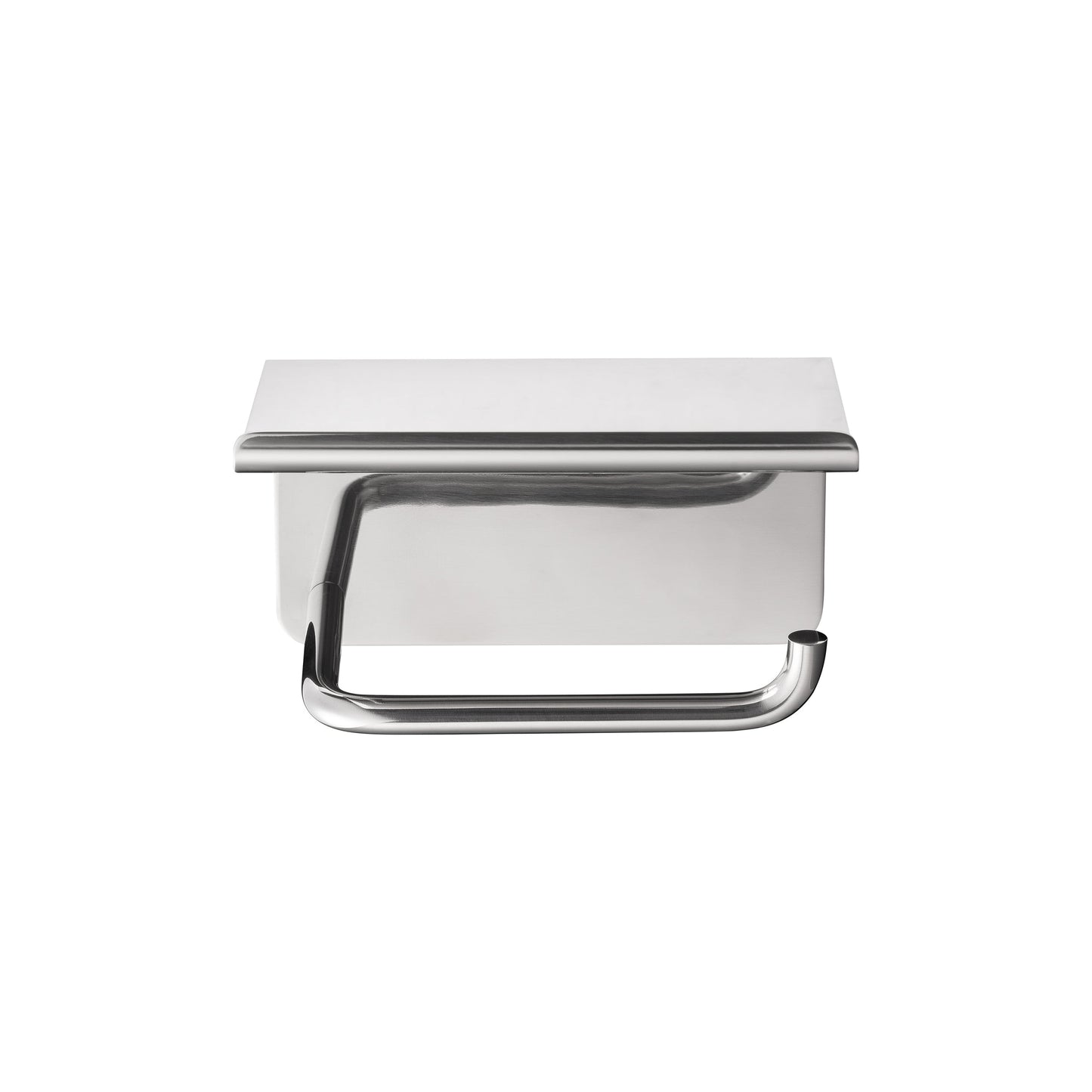 Polished stainless steel MODO toilet paper holder with tray