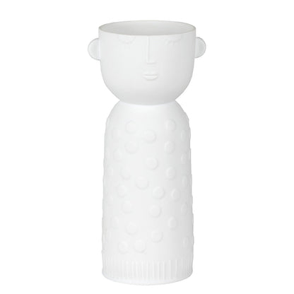 Natural Forms White Porcelain Face Shaped Vase - Decorative Sculptural Vase