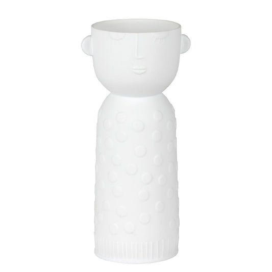 Natural Forms White Porcelain Face Shaped Vase - Decorative Sculptural Vase