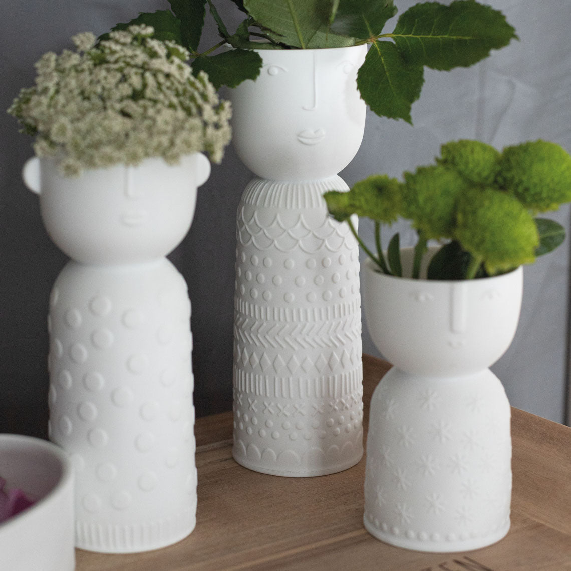 Natural Forms White Porcelain Face Shaped Vase - Decorative Sculptural Vase product image