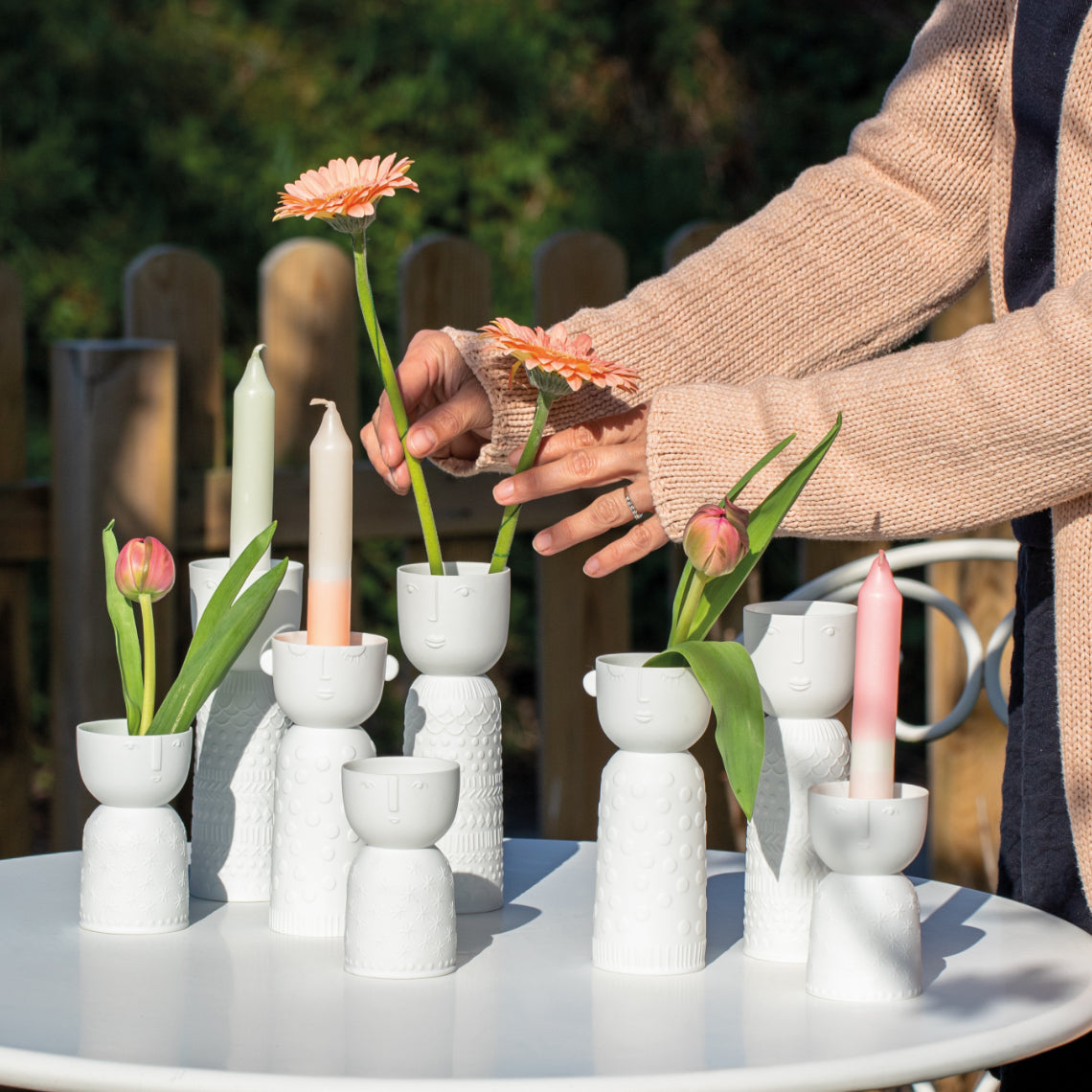 Natural Forms White Porcelain Face Shaped Vase - Decorative Sculptural Vase product image