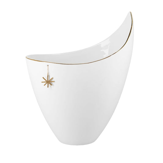 Night Sky Themed Porcelain Decorative Vase with Gold Star Pendant - Sculptural or Flower Vase