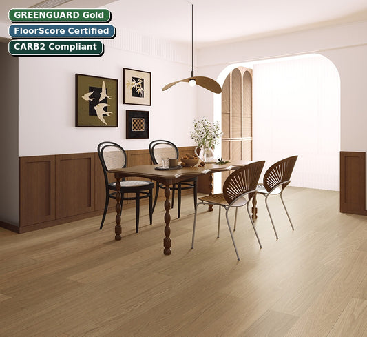 Chardonnay Opulent Couture engineered European oak flooring — GREENGUARD Gold, FloorScore Certified, CARB2 Compliant