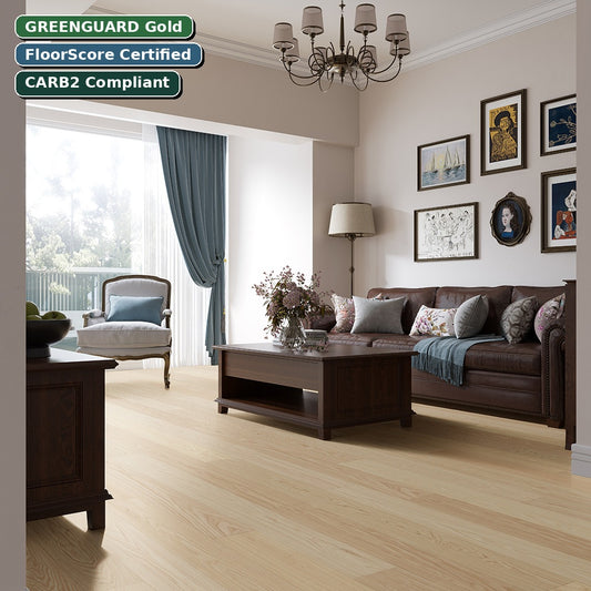 Champagne Opulent Couture engineered European oak flooring — GREENGUARD Gold, FloorScore Certified, CARB2 Compliant