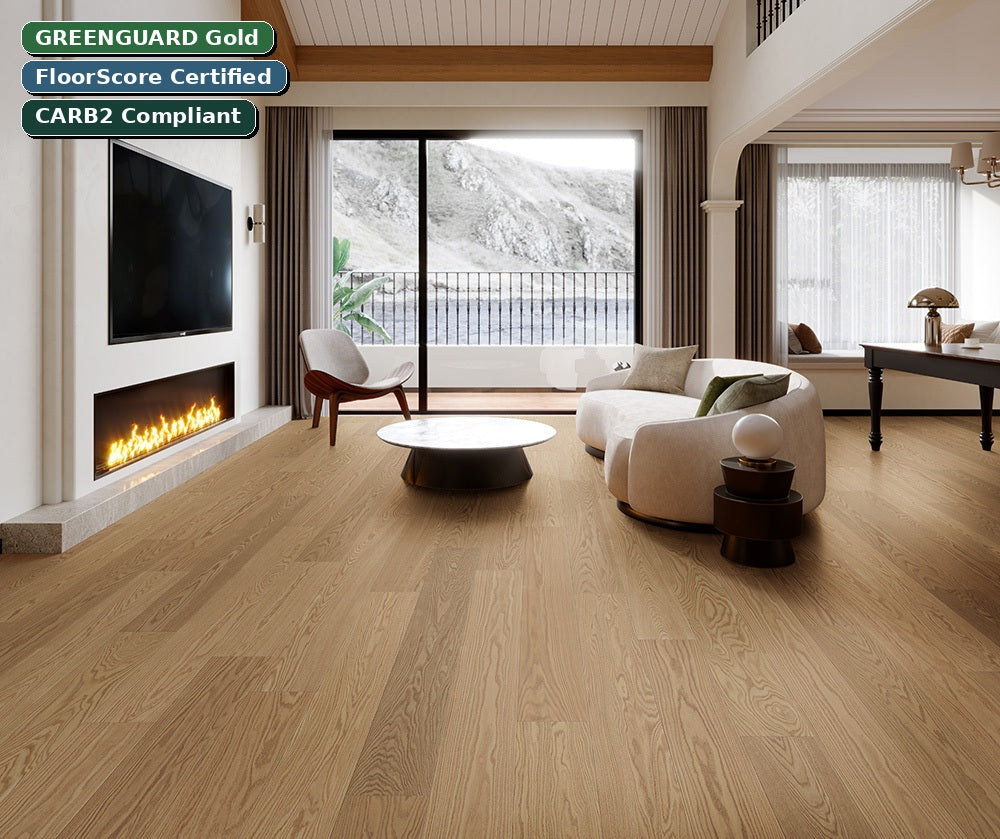 Brandy Opulent Couture engineered European oak flooring — GREENGUARD Gold, FloorScore Certified, CARB2 Compliant