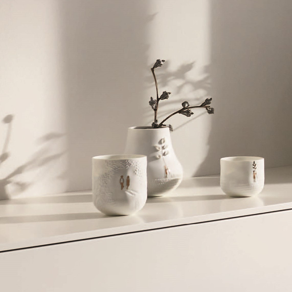Picture Stories Meadow Porcelain Vase – Modern Floral Vase with Handcrafted Botanical Details product image