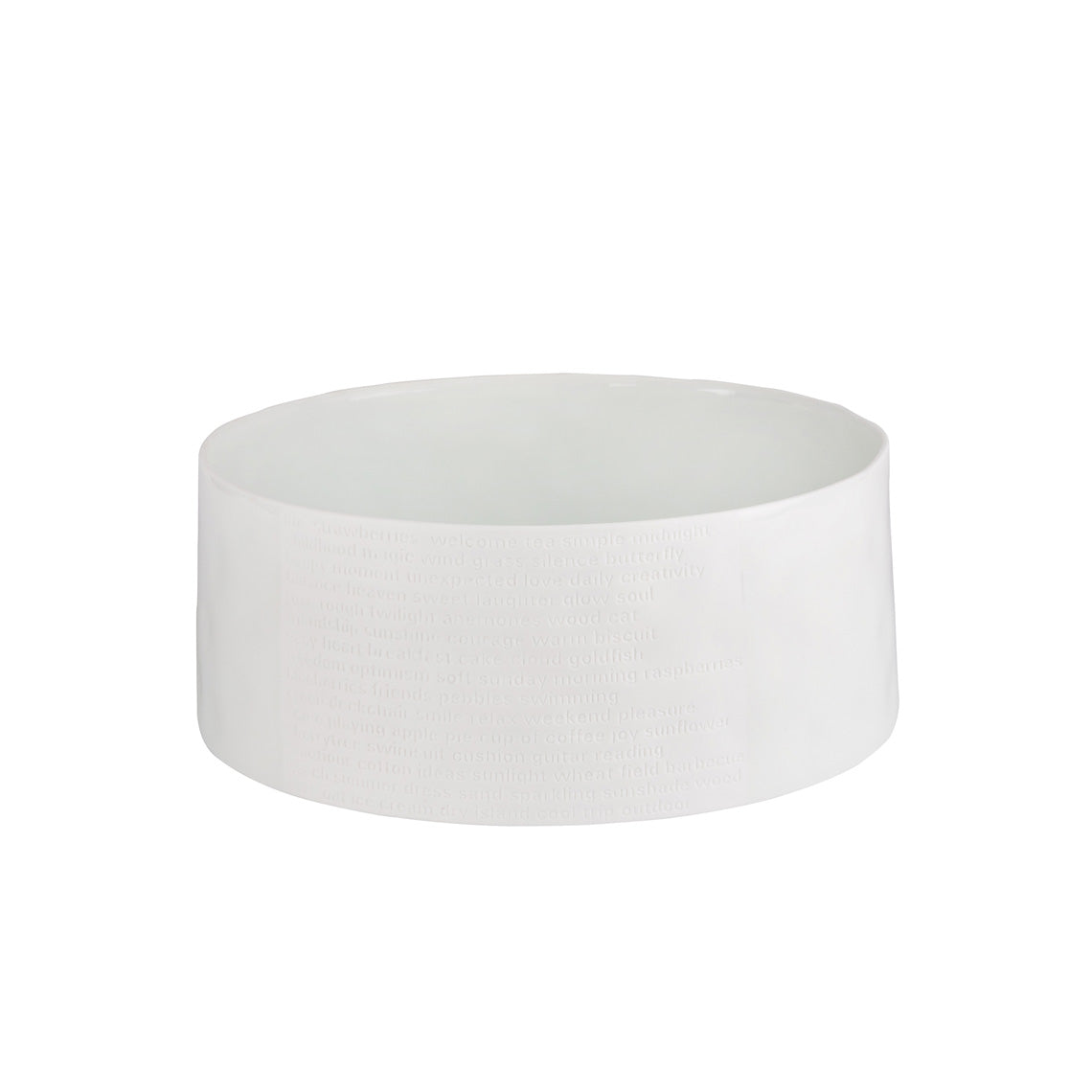 A Poetic Space White Porcelain Serving Bowl with Embossed Words