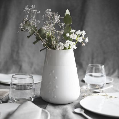 Poetry White Porcelain Vase with Embossed Design - Flower Vase and Sculptural Vase for Home Decor product image