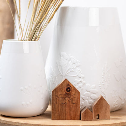Poetry White Porcelain Vase with Embossed Design - Flower Vase and Sculptural Vase for Home Decor product image