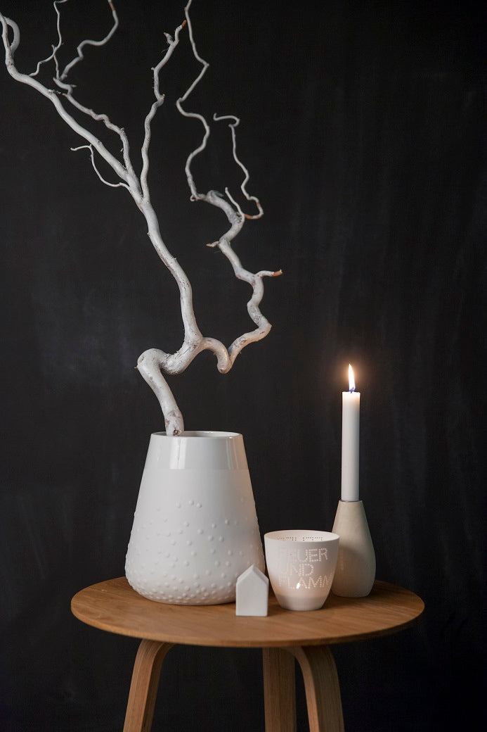 Poetry White Porcelain Vase with Embossed Design - Flower Vase and Sculptural Vase for Home Decor product image