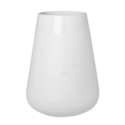 Poetry White Porcelain Vase with Embossed Design - Flower Vase and Sculptural Vase for Home Decor product image