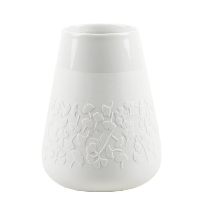 Poetry White Porcelain Vase with Embossed Design - Flower Vase and Sculptural Vase for Home Decor product image