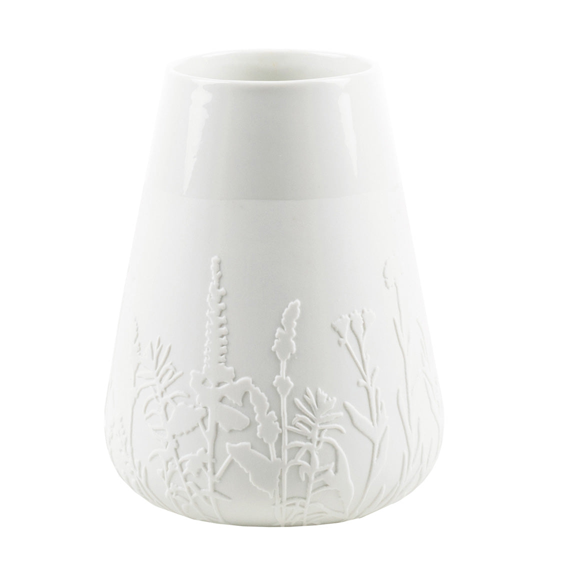 Poetry White Porcelain Vase with Embossed Design - Flower Vase and Sculptural Vase for Home Decor product image