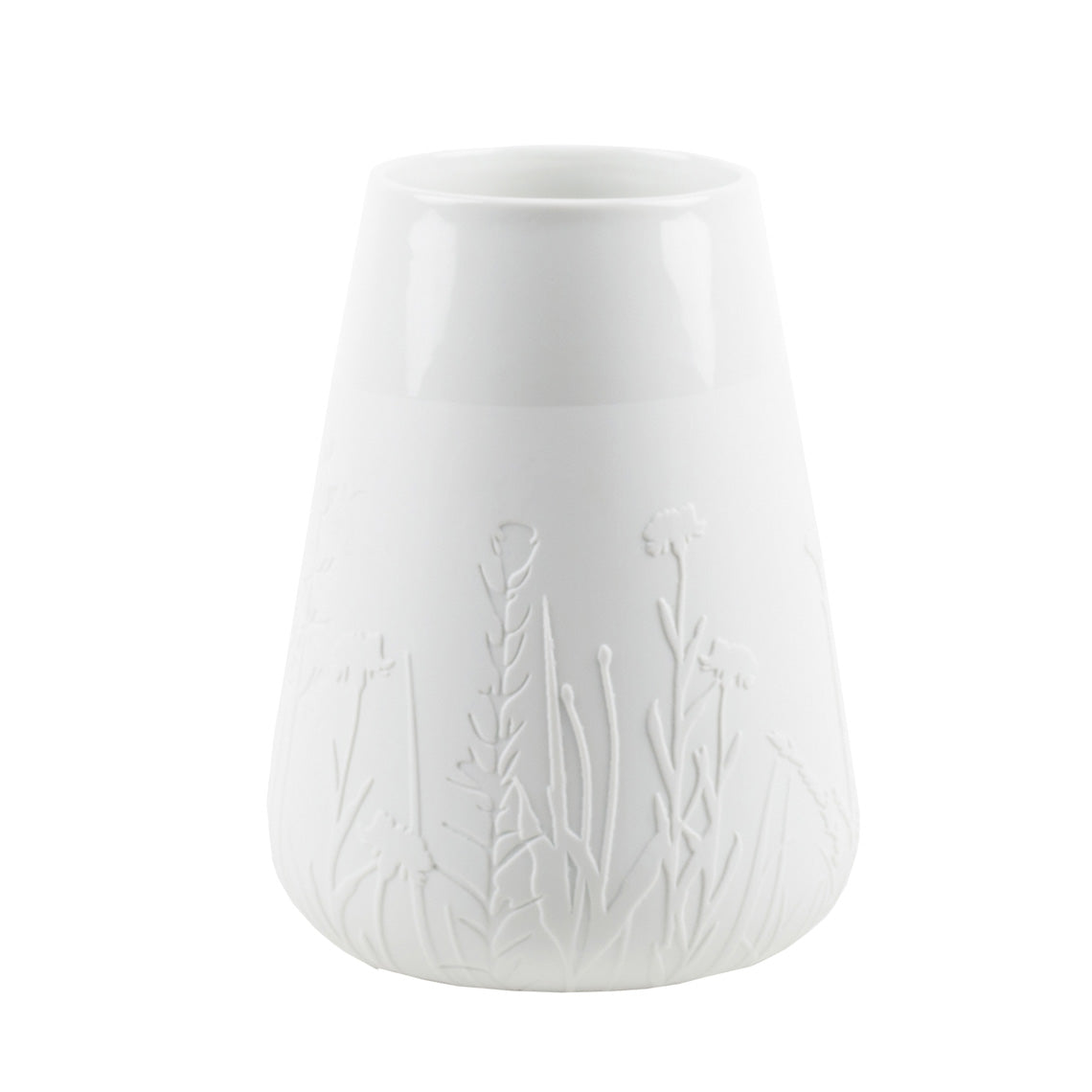 Poetry White Porcelain Vase with Embossed Design - Flower Vase and Sculptural Vase for Home Decor product image