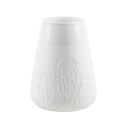 Poetry White Porcelain Vase with Embossed Design - Flower Vase and Sculptural Vase for Home Decor product image