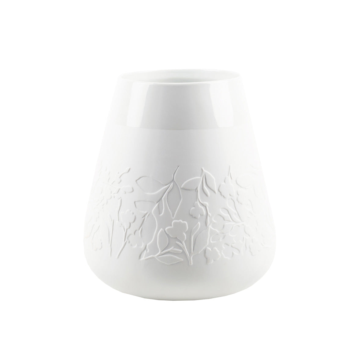 Poetry White Porcelain Vase with Embossed Design - Flower Vase and Sculptural Vase for Home Decor product image