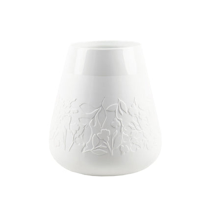 Poetry White Porcelain Vase with Embossed Design - Flower Vase and Sculptural Vase for Home Decor product image